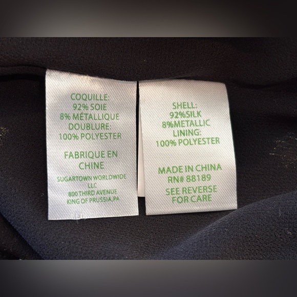 Lilly Pulitzer Amory Top Silk Onyx Black and Gold Bell Sleeves Large - Picture 8 of 8